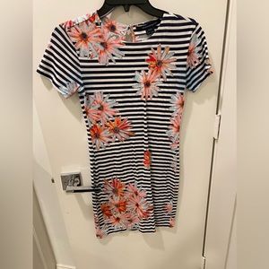 French Connection Floral + Stripped T-shirt Dress